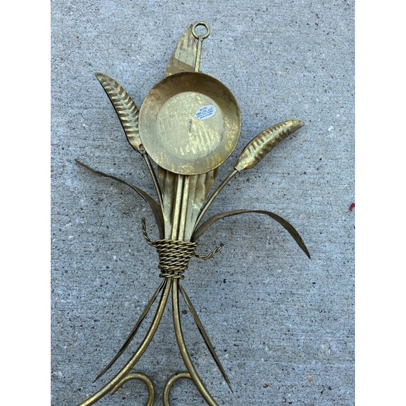 CBK Ltd Gold Metal Wheat Sheaf Wall Sconce Candle Holder Vintage 2000 Decor - Picture 2 of 4